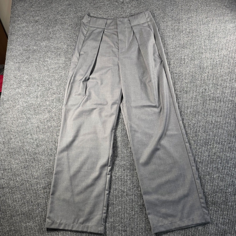 Commense Grey Wide Leg Pleated Trousers High Waisted Dress Pants Small NWT